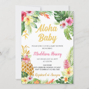 Invitation Aloha Baby shower d'ananas tropical floral