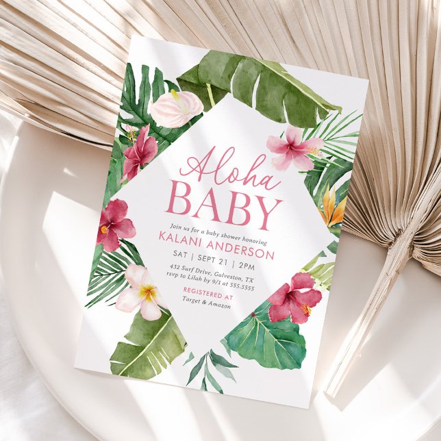 Invitation Aloha Baby Tropical Floral Girl Baby shower (Créateur téléchargé)