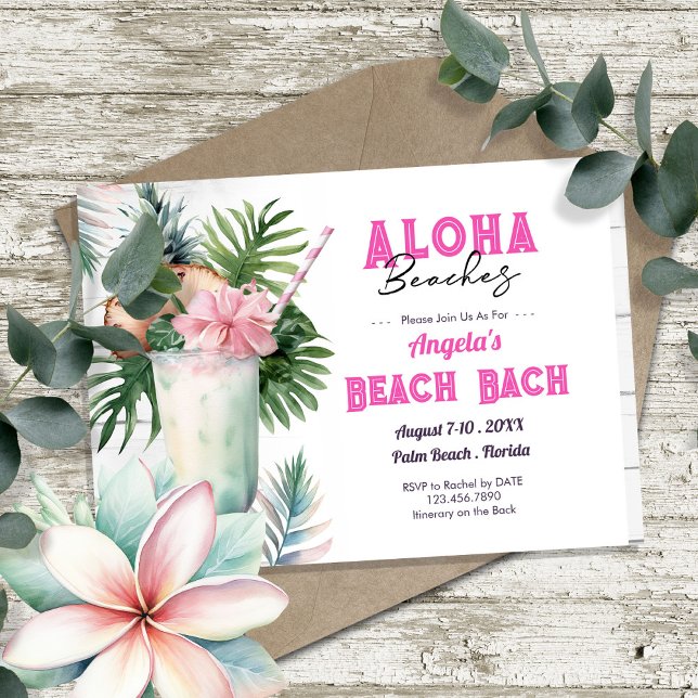 Invitation Aloha Beach Bachelorette Party et Itinéraire (Créateur téléchargé)