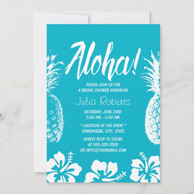 Invitation Aloha Beach Fête des mariées de mariage ananas (Devant)