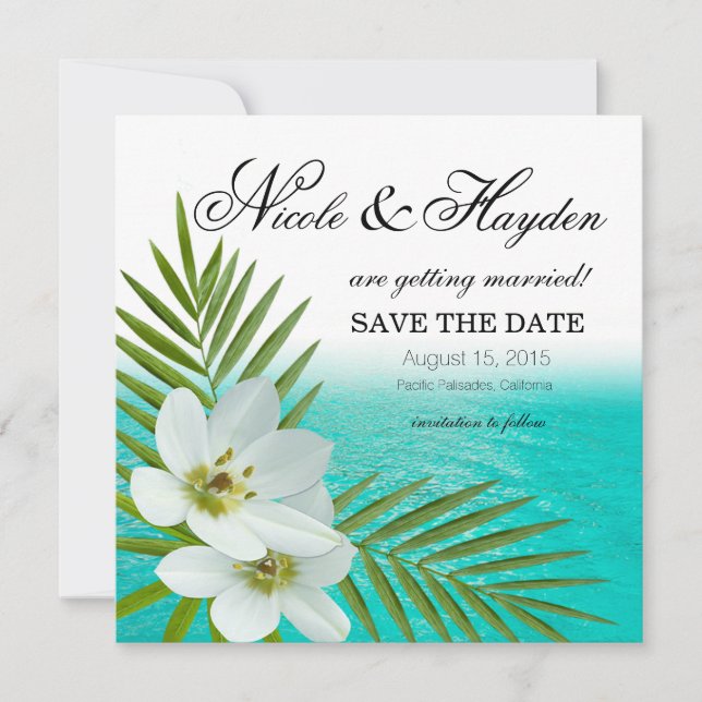 Invitation Aloha Beach Fleurs Tropicales Enregistrer la Date (Devant)