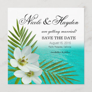 Invitation Aloha Beach Fleurs Tropicales Enregistrez la Date