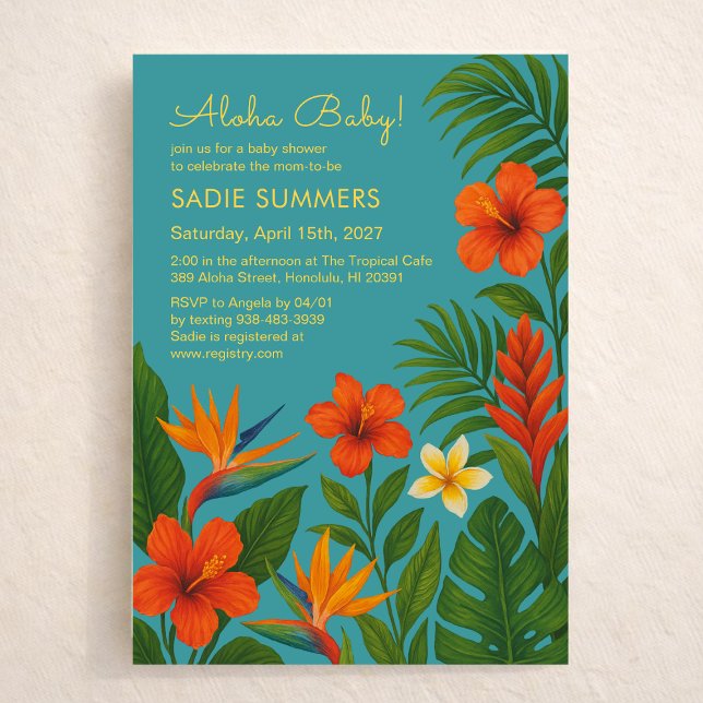 Invitation Aloha Bébé ! Baby Shower Tropical Chic (Créateur téléchargé)