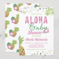 Aloha Bébé rose et vert Baby shower tropical fille