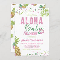 Aloha Bébé rose et vert Baby shower tropical fille