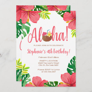 Invitation Aloha, fête d'anniversaire hawaïenne