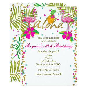 Flamant Rose Invitation De Fete Flamant Rose Invitation D Anniversaire Flamant Rose Tropical Invite Rose Flamant