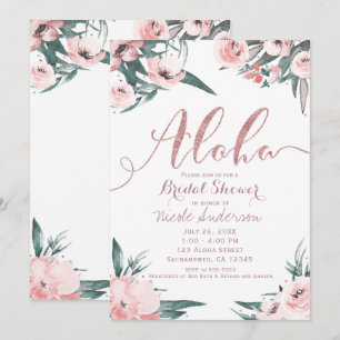 Invitation Aloha Fête de mariage Floral Rose Tropical d'été
