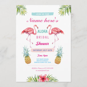 Invitation Aloha Fête des mariées Flamant rose Ananas Luau In