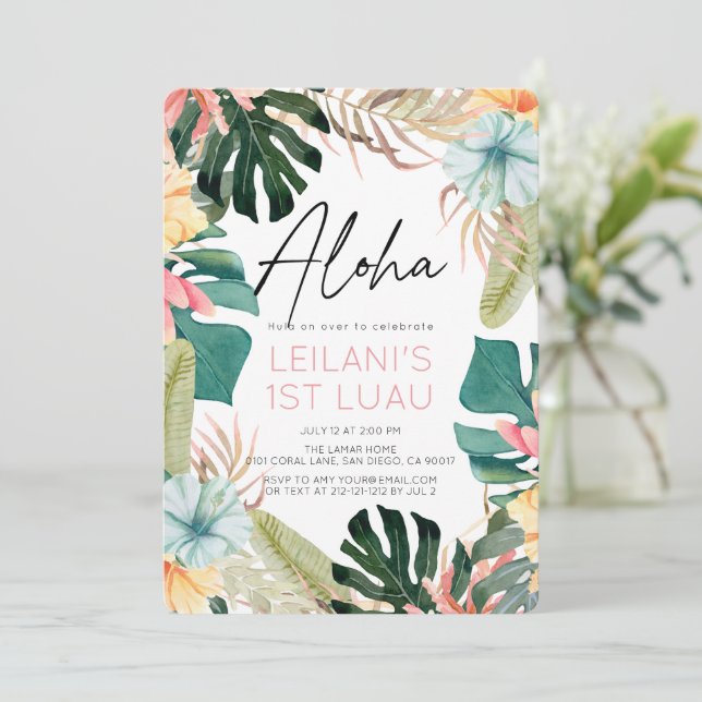 Invitation Aloha Floral Tropical & Botanique 1er A (Debout devant)