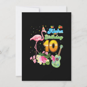 Invitation Aloha Hawaii 10e anniversaire 10 ans Flamant rose 