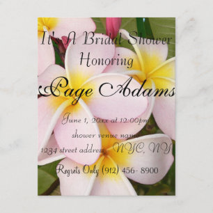 Invitation Aloha Hawaii Frangipani Blossoms Fête de l'mariée