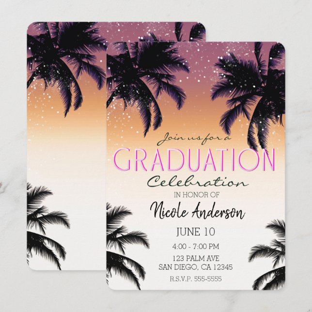 Invitation Aloha Hawaii Hawaii Hawaiian Island Graduation Par (Devant / Derrière)