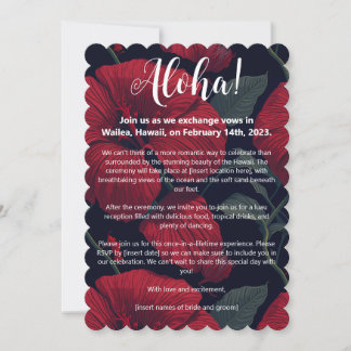 Invitation Aloha Hawaii Mariage Rouge Hibiscus