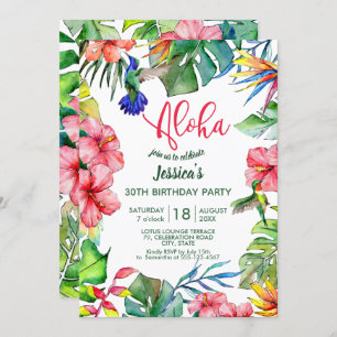 Invitation Aloha Hawaiian Fleurs tropicales Anniversaire