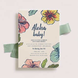 Invitation Aloha Hawaiian Flowers Baby shower