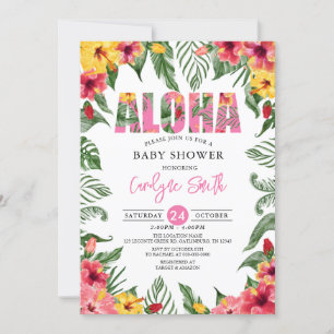 Invitation Aloha Hawaiian Girl Baby shower tropical