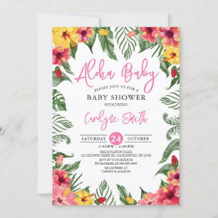 Invitation Aloha Hawaiian Tropical Girl Baby shower