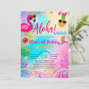 Invitation Aloha hula hawaïenne sur l'anniversaire d'une fill