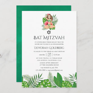 Invitation Aloha Luau Exotic Aloda Bat mitzvah