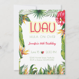 Invitation Aloha Luau Fête Tropicale Florale