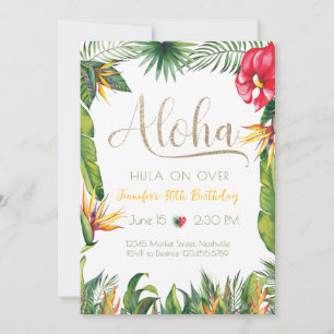 Invitation Aloha Luau Fête Tropicale Florale