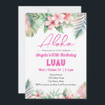 Invitation Aloha Luau Tropical 60e anniversaire<br><div class="desc">Fête graphique luau à thème hawaïen tropical de plage à thème adulte. Disponible en téléchargement numérique imprimable. Téléchargement personnalisé,  personnalisé et modifiable</div>