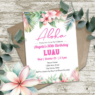 Invitation Aloha Luau Tropical Adulte Anniversaire