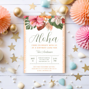 Invitation Aloha Luau Tropical Chic Anniversaire