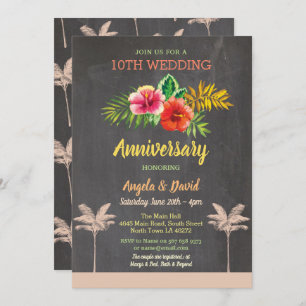 Invitation Aloha Mariage Anniversaire Tropical Chalk Invitati