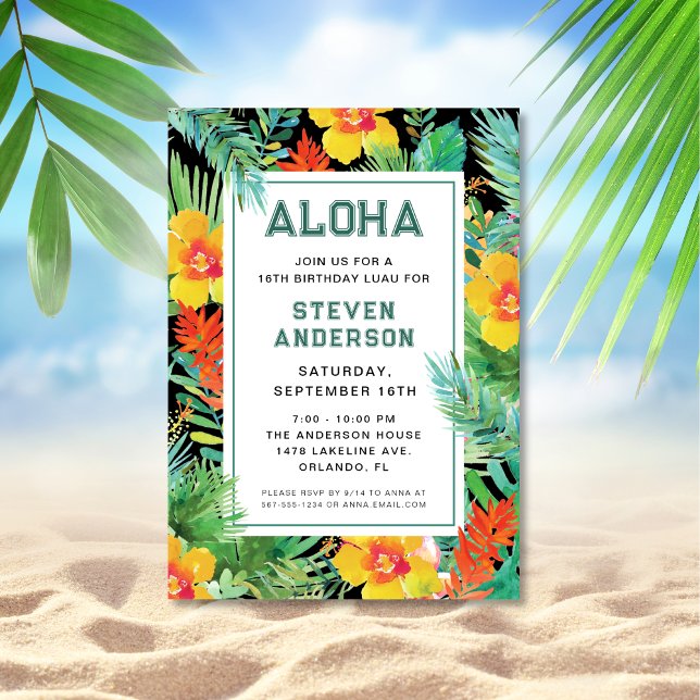 Invitation Aloha moderne Tropical Luau Anniversaire (Créateur téléchargé)