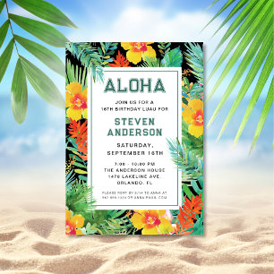 Invitation Aloha moderne Tropical Luau Anniversaire