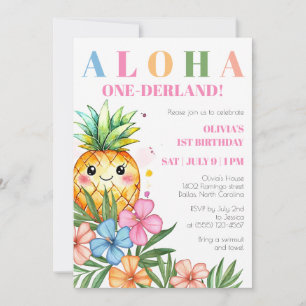 Invitation Aloha Onederland Été Ananas 1er Anniversaire