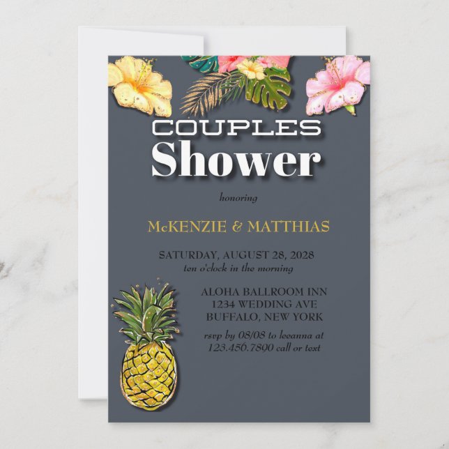 Invitation Aloha Parties scintillant Couples Douche (Devant)
