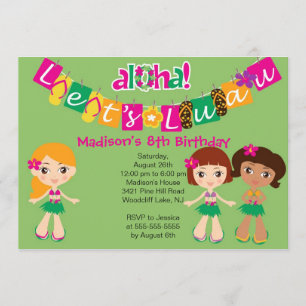 Invitation Aloha peu d'invitation d'anniversaire de partie de