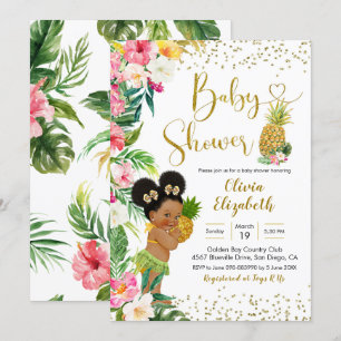 Invitation Aloha Pineapple Afrique Afro Girl Baby shower
