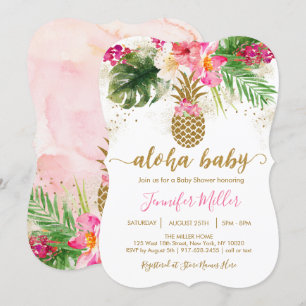 Invitation Aloha Pineapple Baby shower floral tropical