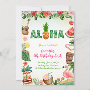 Invitation Aloha Summer Girl Anniversaire