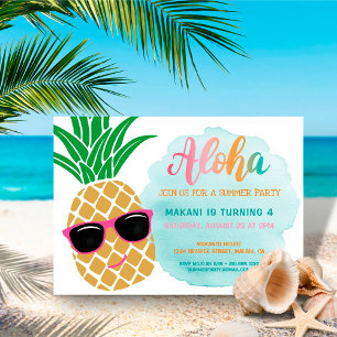 Invitation Aloha tropical Aiguille Aiguille Anniversaire
