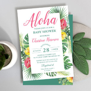 Invitation Aloha Tropical Floral Baby shower rose