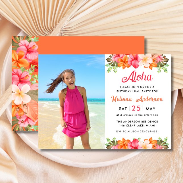 Invitation Aloha Tropical Floral Birthday Luau Party (Créateur téléchargé)
