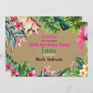 Invitation Aloha Tropical Floral Luau Kraft fête d'anniversai