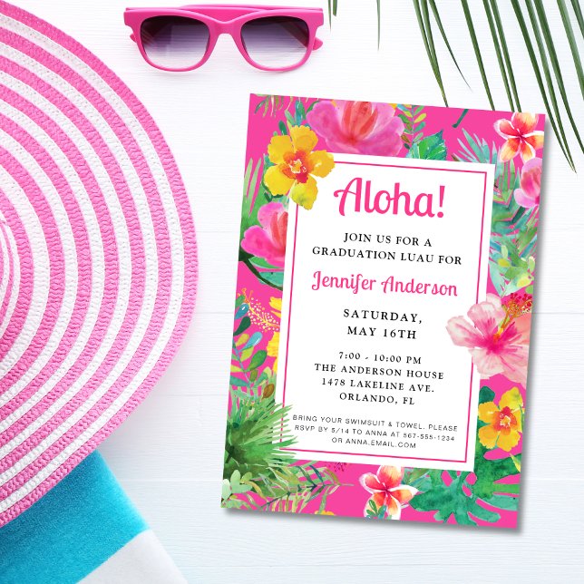 Invitation Aloha Tropical Graduation Luau (Créateur téléchargé)