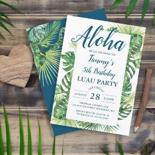 Invitation Aloha Tropical Greenery Luau Fête d'anniversaire