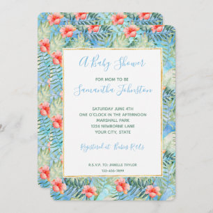 Invitation Aloha tropical Hibiscus Baby shower floral