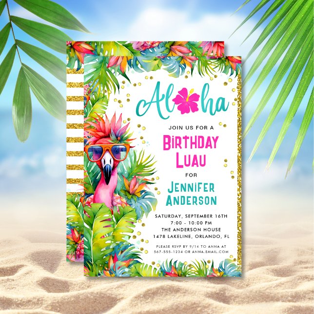 Invitation Aloha Tropical Luau fête d'anniversaire (Créateur téléchargé)
