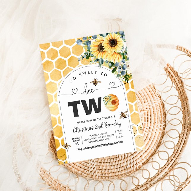 Invitation Alors Douce À Être Deux Bee Theme Party Premier An (Créateur téléchargé)