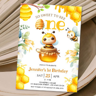 Invitation Alors Doux D'Être Un ! 1er anniversaire fille mign