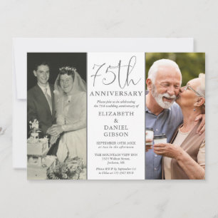 Invitation Alors et maintenant 2 Photo 75e anniversaire de ma