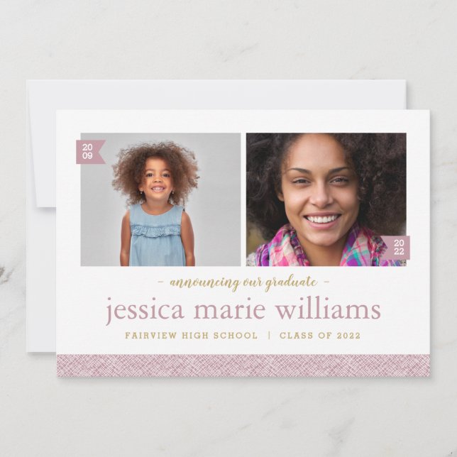 Invitation Alors et maintenant 2 Photo Graduation Party Invit (Devant)